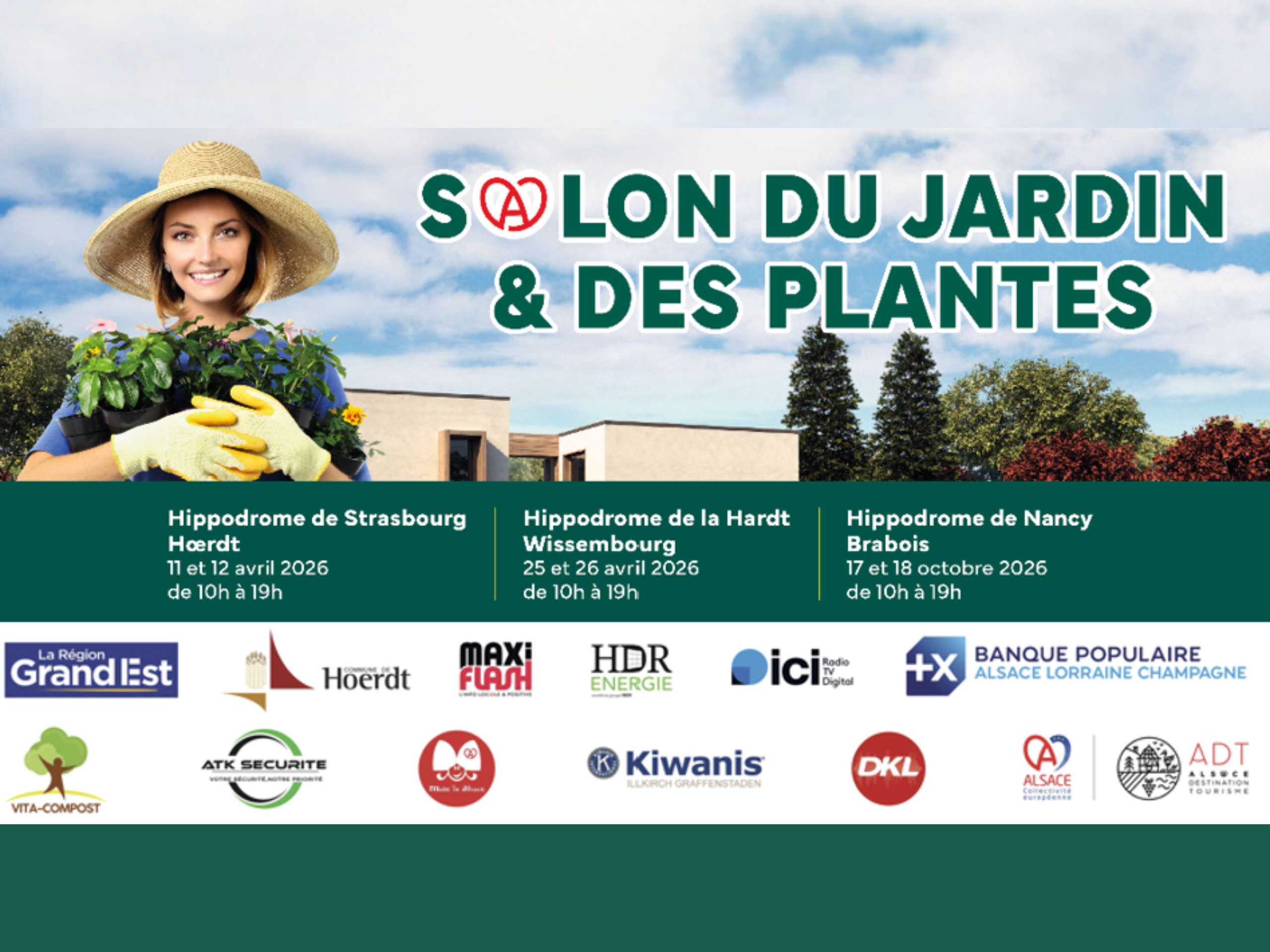 Affiche officielle du Salon du Jardin et des Plantes 2026 à Hoerdt et Wissembourg en Alsace avec dates et informations de l’événement